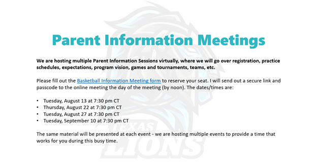 Parent Information Meetings